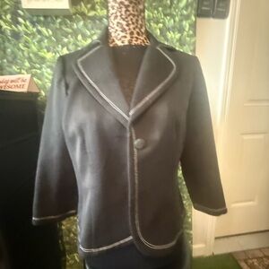 Black Women's Tailored Jacket with Contrast Stitching p77